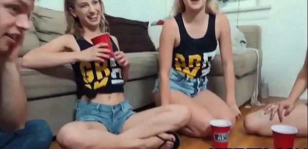  Dorm party with sexy teen chicks turned into messy groupsex